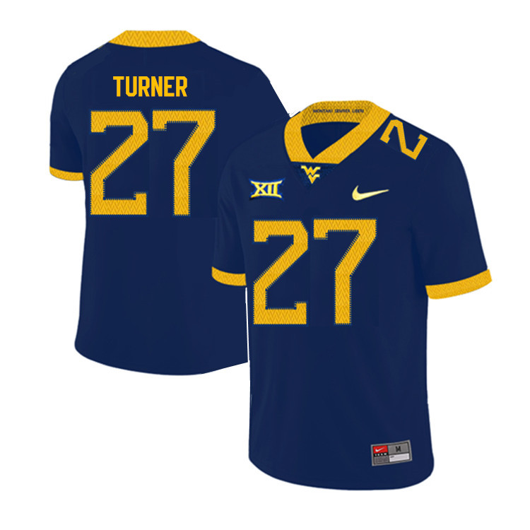 2019 Men #27 Tacorey Turner West Virginia Mountaineers College Football Jerseys Sale-Navy